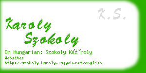 karoly szokoly business card